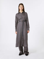 Load image into Gallery viewer, navy printed silk trousers
