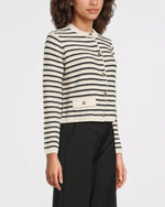 Load image into Gallery viewer, navy irregular Cropped cotton cardigan

