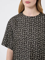Carregar imagem no visualizador da galeria, Black White Printed silk blouse
