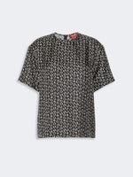 Carregar imagem no visualizador da galeria, Black White Printed silk blouse
