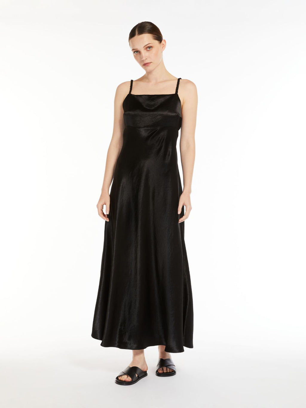 black satin distinctive dress