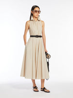 Load image into Gallery viewer, beige cotton poplin sleeveless dress
