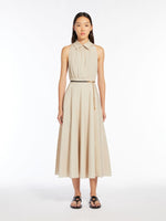Load image into Gallery viewer, beige cotton poplin sleeveless dress
