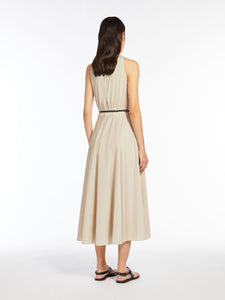 beige cotton poplin sleeveless dress