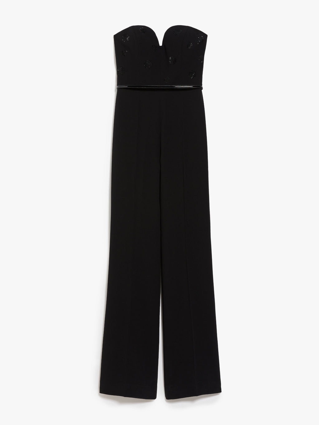 black cady bustier jumpsuit