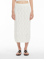 Carregar imagem no visualizador da galeria, white cotton-blend pencil skirt

