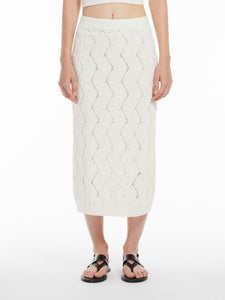 white cotton-blend pencil skirt