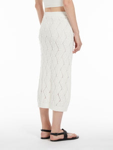white cotton-blend pencil skirt