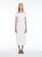 Carregar imagem no visualizador da galeria, optical white slim fit midi dress
