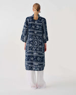 Carregar imagem no visualizador da galeria, dark blue printed silk-blend shirt dress
