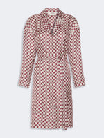 Carregar imagem no visualizador da galeria, bordeuax Printed silk midi shirt dress
