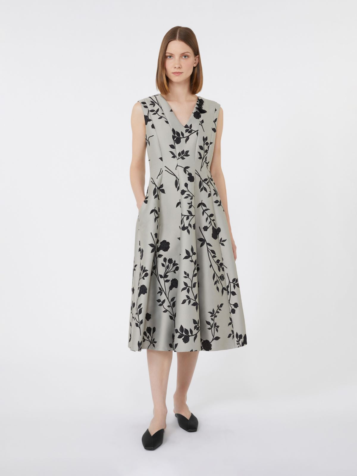 ecru cotton-blend jacquard dress