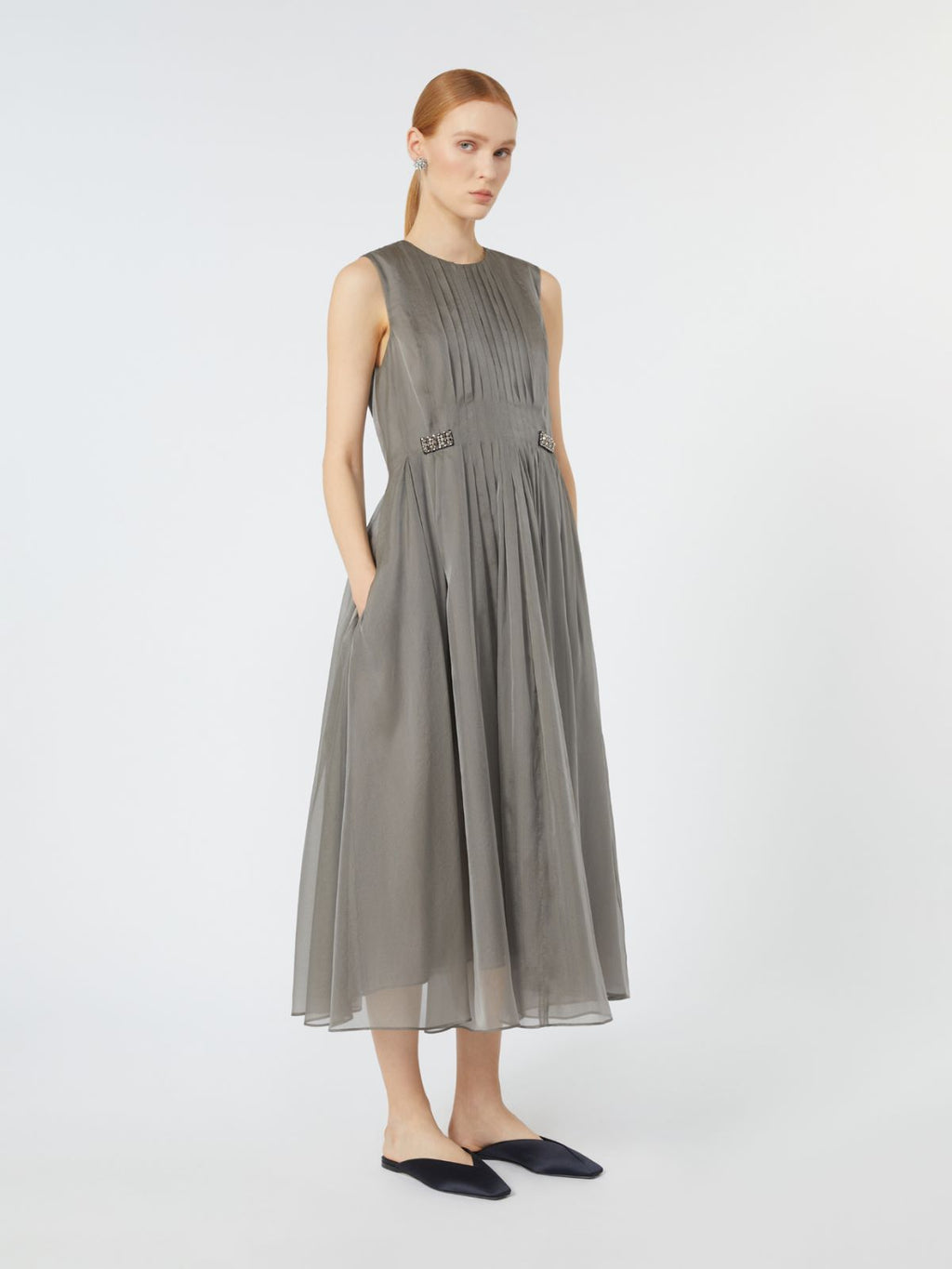dark grey silk-blend organza dress