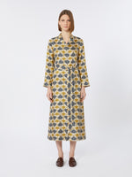 Carregar imagem no visualizador da galeria, mustard printed silk kaftan dress
