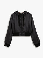 Load image into Gallery viewer, black cropped bomber jacket

