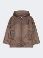 Carregar imagem no visualizador da galeria, brown hooded jacket in water-repellent canvas
