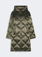 Carregar imagem no visualizador da galeria, moss green Midi puffer jacket with hood
