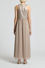 Load image into Gallery viewer, golden beige Long bi-materic dress
