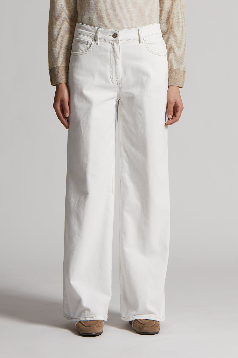 natural white denim pants