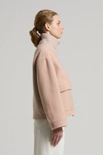 Load image into Gallery viewer, beige Bi-material jacket with double process
