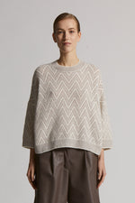 Carregar imagem no visualizador da galeria, Natural White-Sepia knitted sweater
