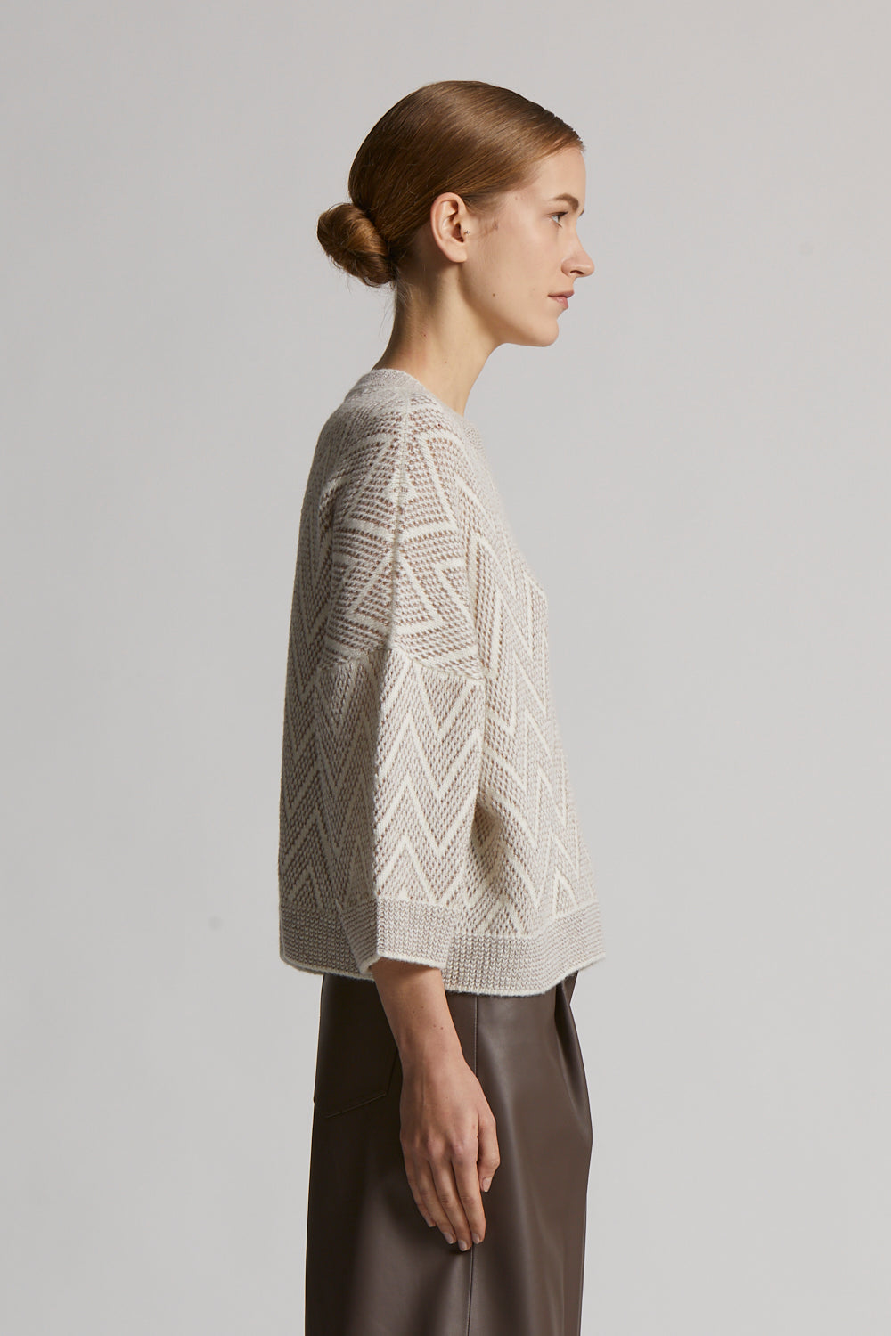 Natural White-Sepia knitted sweater
