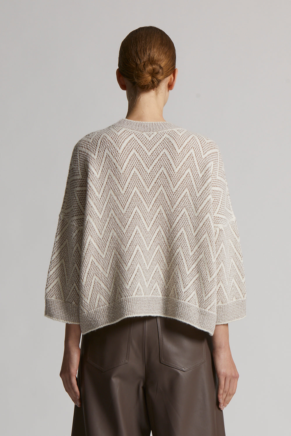 Natural White-Sepia knitted sweater