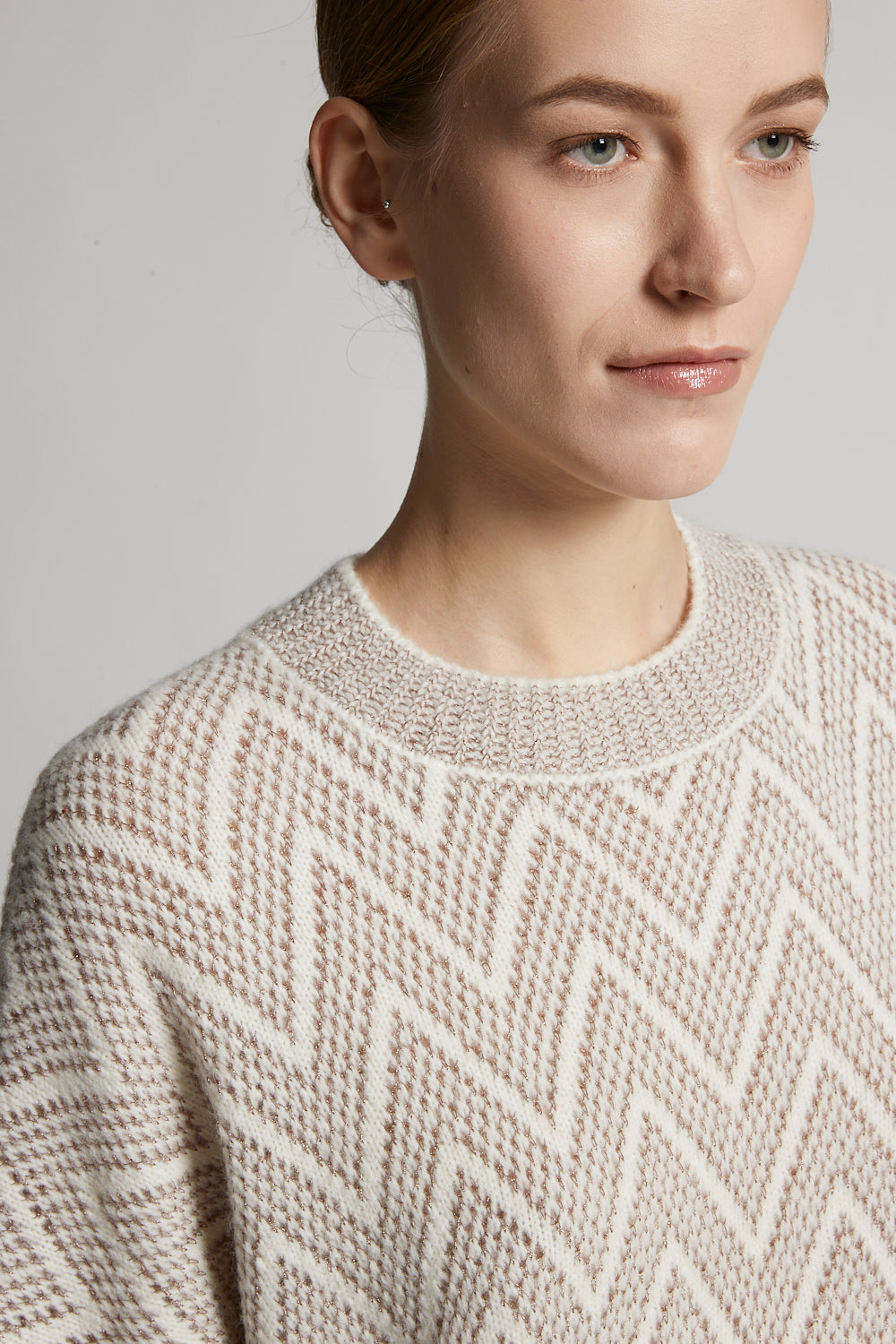 Natural White-Sepia knitted sweater