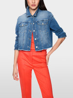 Carregar imagem no visualizador da galeria, Short denim jacket in stretch cotton
