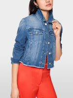 Carregar imagem no visualizador da galeria, Short denim jacket in stretch cotton
