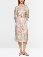 Carregar imagem no visualizador da galeria, peach bege blouse dress with floral print
