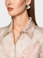 Carregar imagem no visualizador da galeria, peach bege blouse dress with floral print
