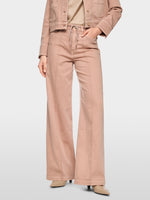 Carregar imagem no visualizador da galeria, warm taupe wide jeans with rhinestone cord
