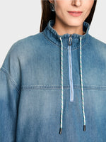 Carregar imagem no visualizador da galeria, denim Sporty denim blouse with stand-up collar
