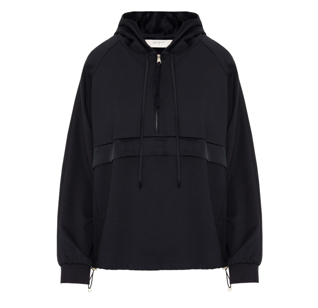 dark blue Milano stitch sweatshirt with satin details