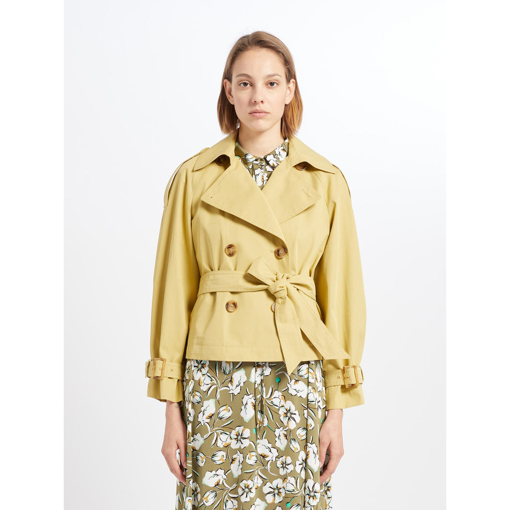 pistachio green cropped trench coat