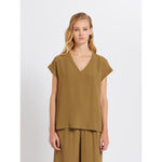Load image into Gallery viewer, olive crepe blouse
