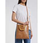 Load image into Gallery viewer, Reptile-print shopping tote - TOBACCO
