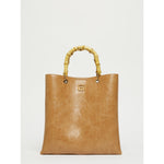 Load image into Gallery viewer, Reptile-print shopping tote - TOBACCO
