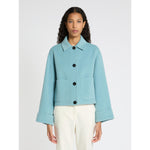 Carregar imagem no visualizador da galeria, water green Double-sided wool and viscose jacket
