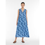 Load image into Gallery viewer, blue circles sleeveless dress
