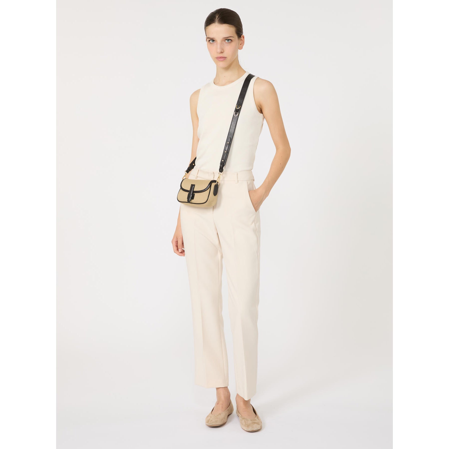 ivory ankle-grazer trousers