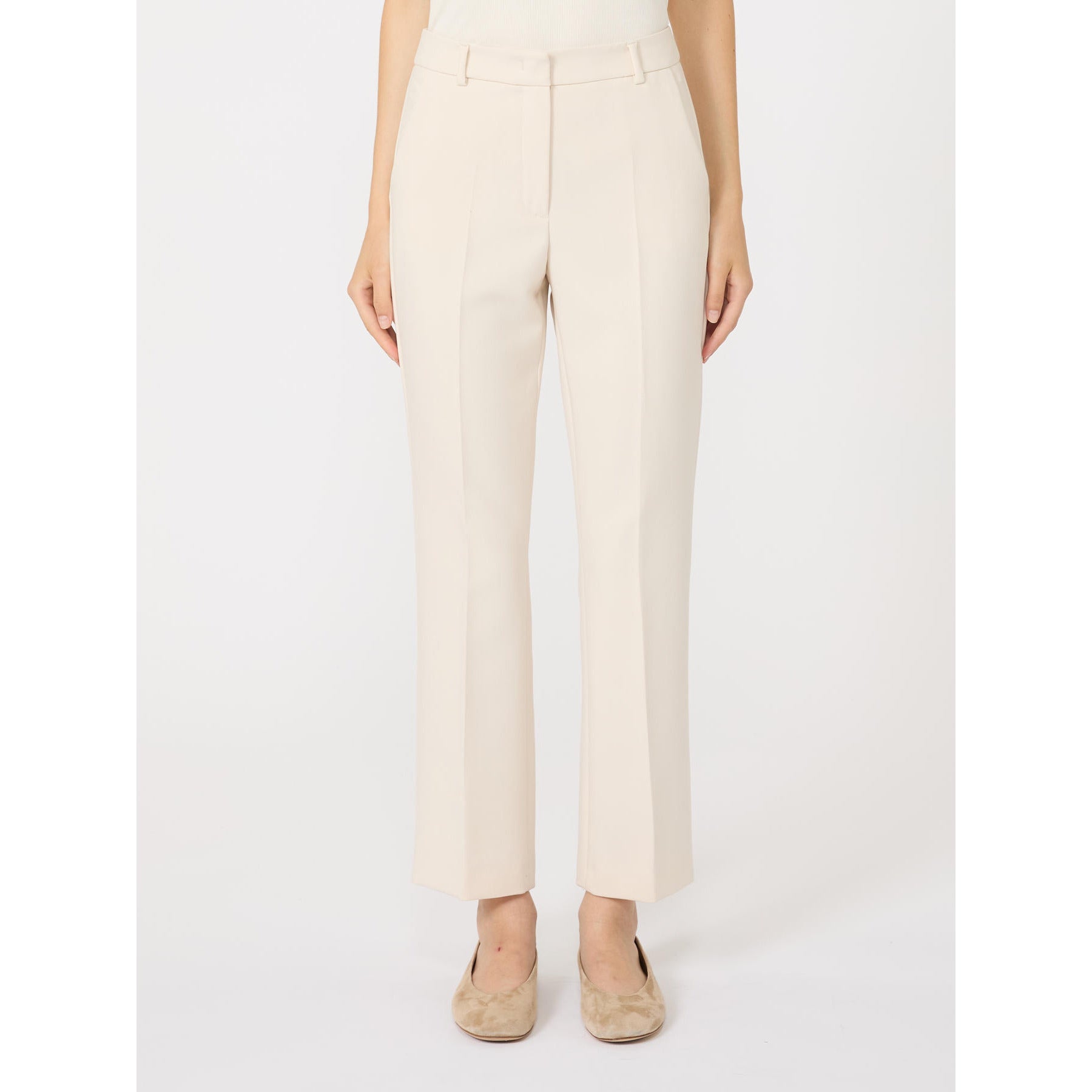 ivory ankle-grazer trousers