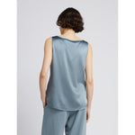 Load image into Gallery viewer, blue grey silk satin top
