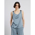 Load image into Gallery viewer, blue grey silk satin top
