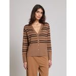 Carregar imagem no visualizador da galeria, hazelnut V-neck cardigan with a relaxed silhouette
