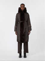 Load image into Gallery viewer, brown Reversible long down jacket

