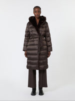 Load image into Gallery viewer, brown Reversible long down jacket
