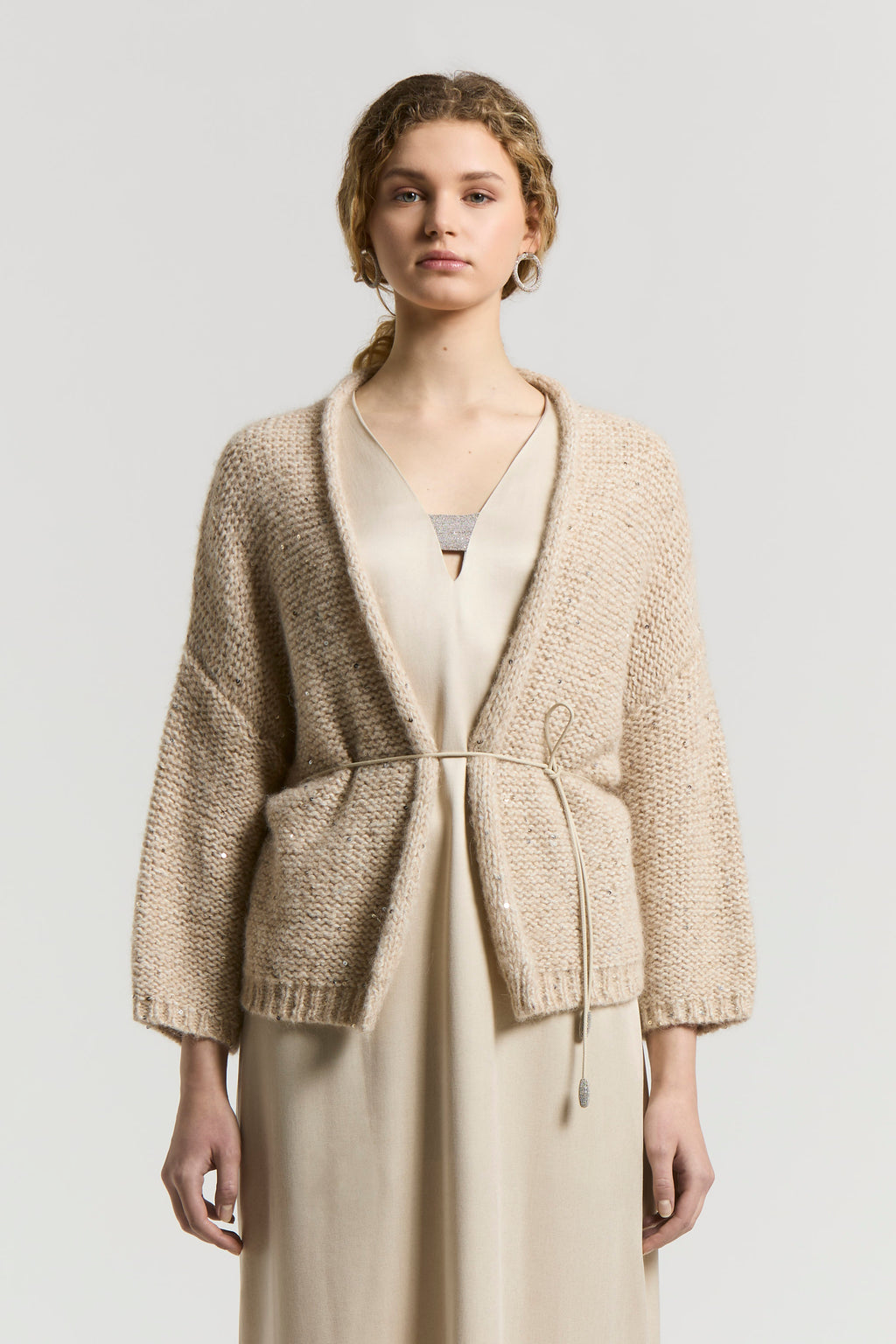 amber beige knitted cardigan