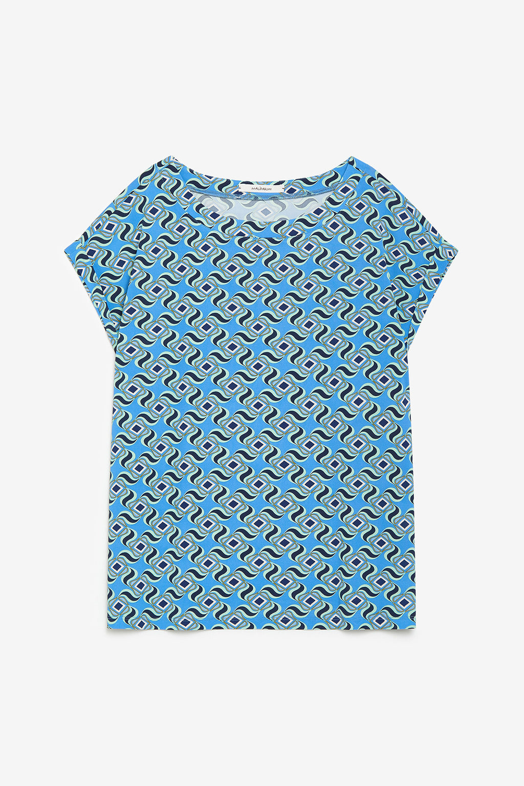 light blue swirl print jersey shirt